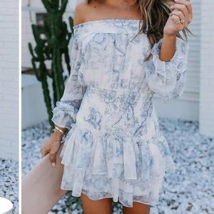 VICI Dolls blue and white smock ruffle dress